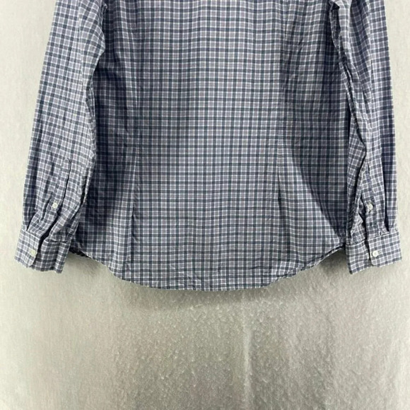 Express Button-Up Shirt Men's Sz L Purple Slim Fit Plaid Collared Curve Hem - Picture 9 of 12